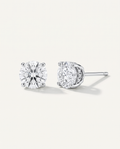 Hidden-Halo Lab-Grown Diamond Stud Earrings in white gold, view 1 | MET-RE-0014-M01