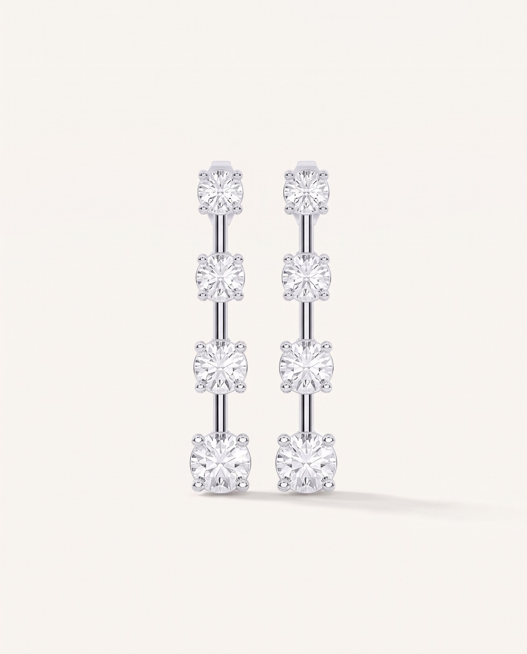 Graduated Bar-Set Lab-Grown Diamond Earrings in white gold, view 1 | MET-RE-0016-M01