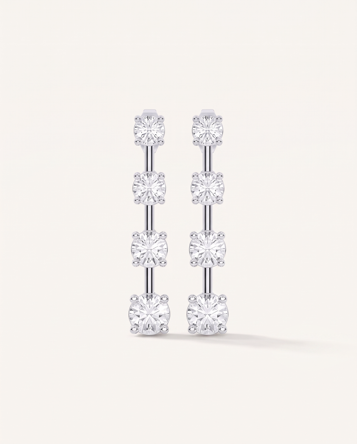 Graduated Bar-Set Lab-Grown Diamond Earrings in white gold, view 1 | MET-RE-0016-M01