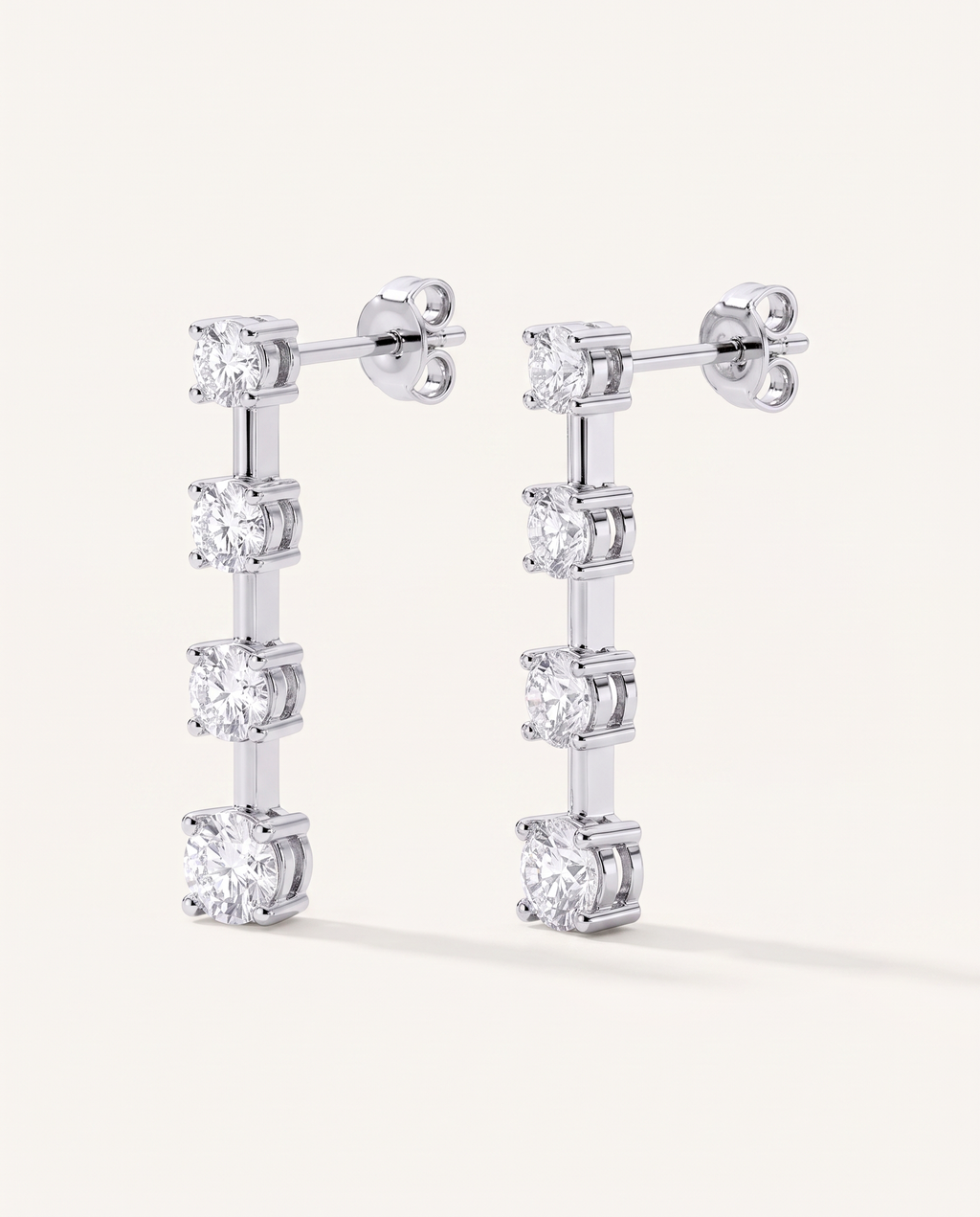Graduated Bar-Set Lab-Grown Diamond Earrings in white gold, view 3 | MET-RE-0016-M03