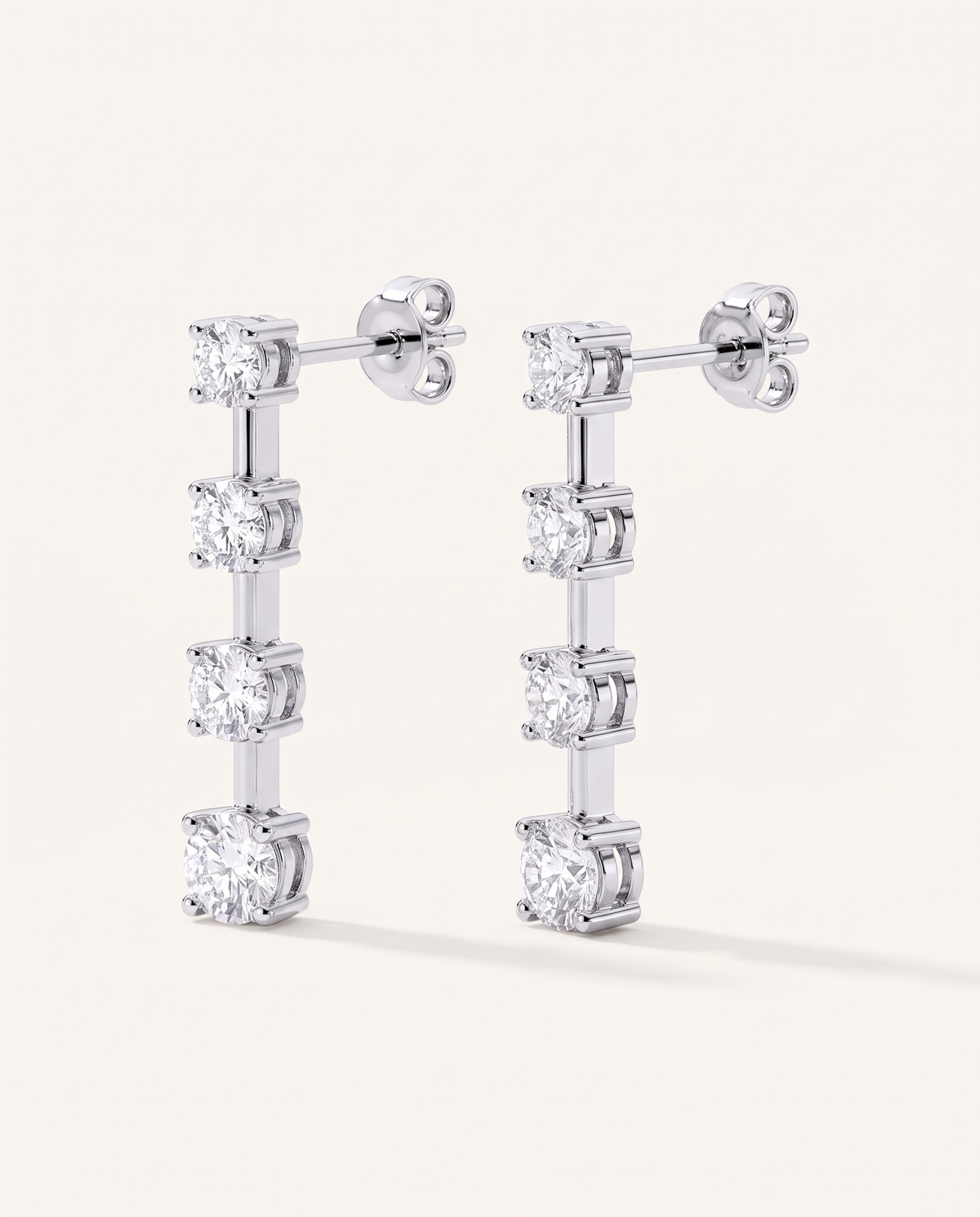 Graduated Bar-Set Lab-Grown Diamond Earrings in white gold, view 3 | MET-RE-0016-M03