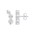 Graduated Curved Three-Stone Lab-Grown Diamond Earrings in white gold, view 1 | MET-RE-0019-M01