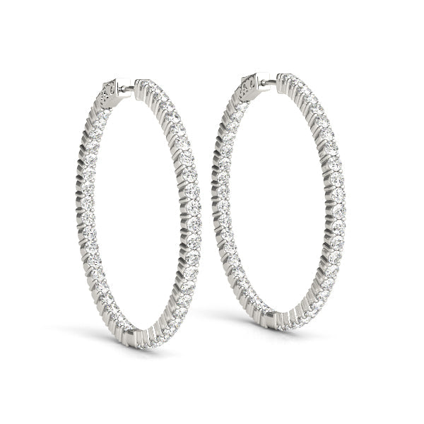 Pavé Lab-Grown Diamond Hoop Earrings in white gold, view 1 | MET-RE-0020-M01