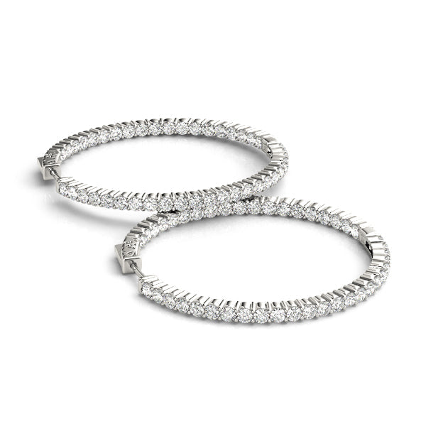 Pavé Lab-Grown Diamond Hoop Earrings in white gold, view 2 | MET-RE-0020-M02