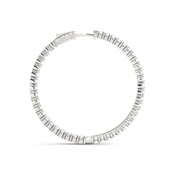 Pavé Lab-Grown Diamond Hoop Earrings in white gold, view 3 | MET-RE-0020-M03