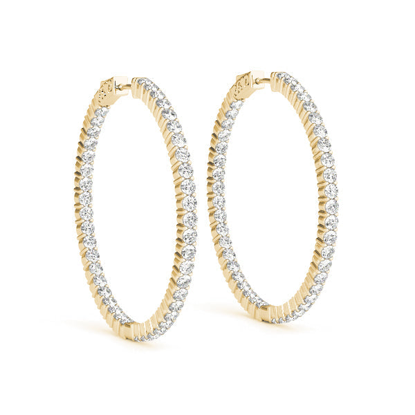 Pavé Lab-Grown Diamond Hoop Earrings in yellow gold, view 1 | MET-RE-0020-M06
