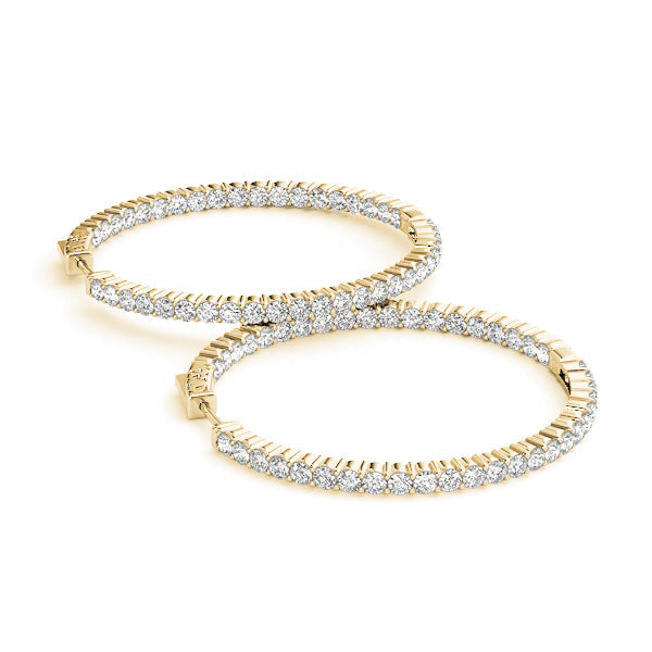 Pavé Lab-Grown Diamond Hoop Earrings in yellow gold, view 2 | MET-RE-0020-M07