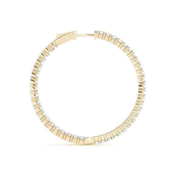 Pavé Lab-Grown Diamond Hoop Earrings in yellow gold, view 3 | MET-RE-0020-M08