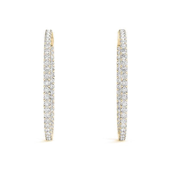Pavé Lab-Grown Diamond Hoop Earrings in yellow gold, view 4 | MET-RE-0020-M09