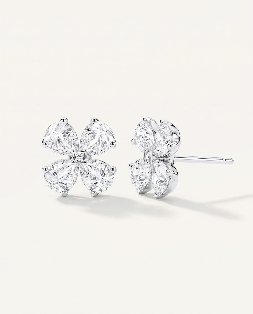 Pear-Shaped Lab-Grown Diamond Cluster Earrings in white gold, view 1 | MET-RE-0021-M01