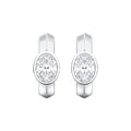 Oval Bezel-Set Lab-Grown Diamond Huggie Hoop Earrings in white gold, view 1 | MET-RE-0024-M01