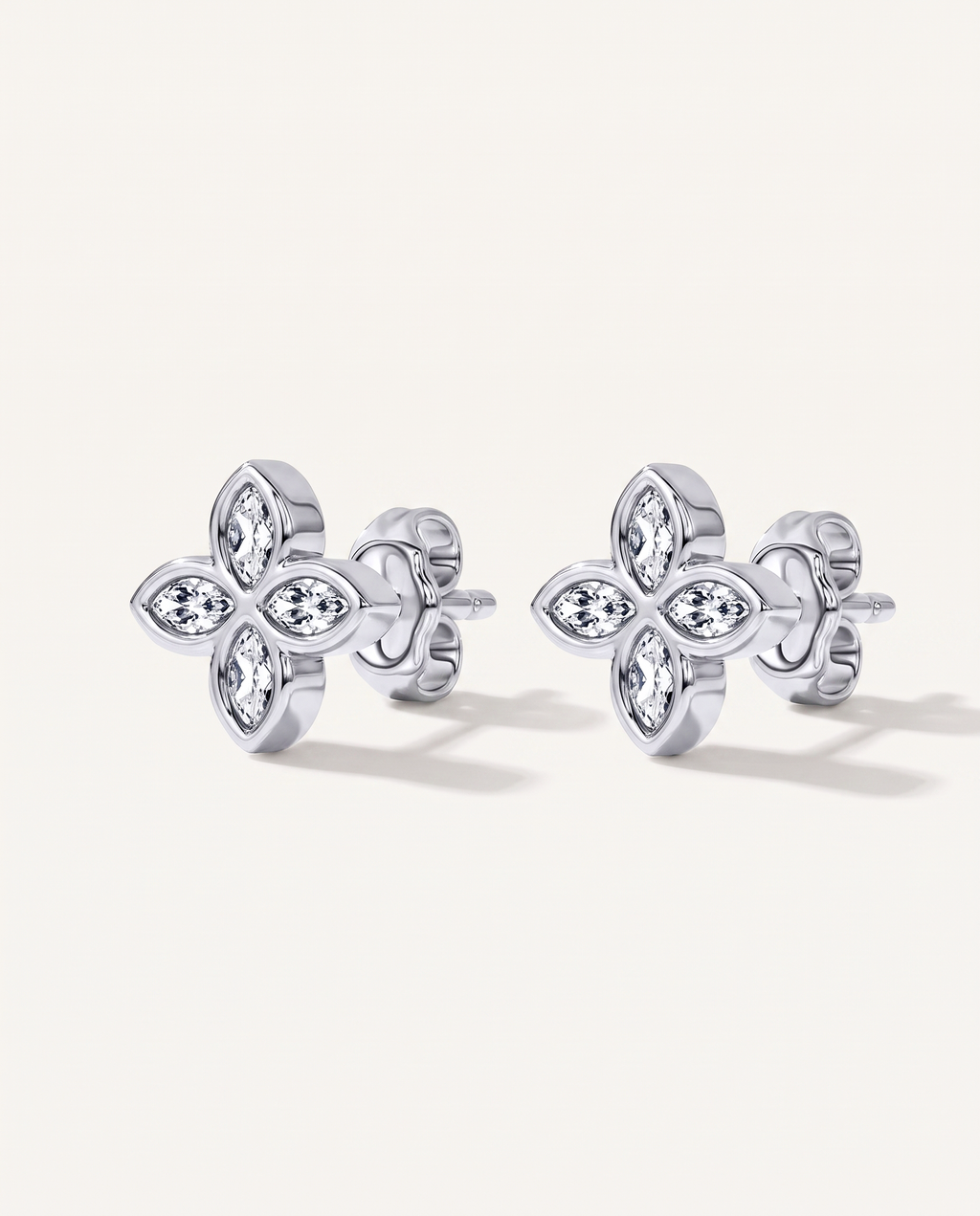 Rosette Lab-Grown Diamond Stud Earrings in white gold, view 4 | MET-RE-0028-M04