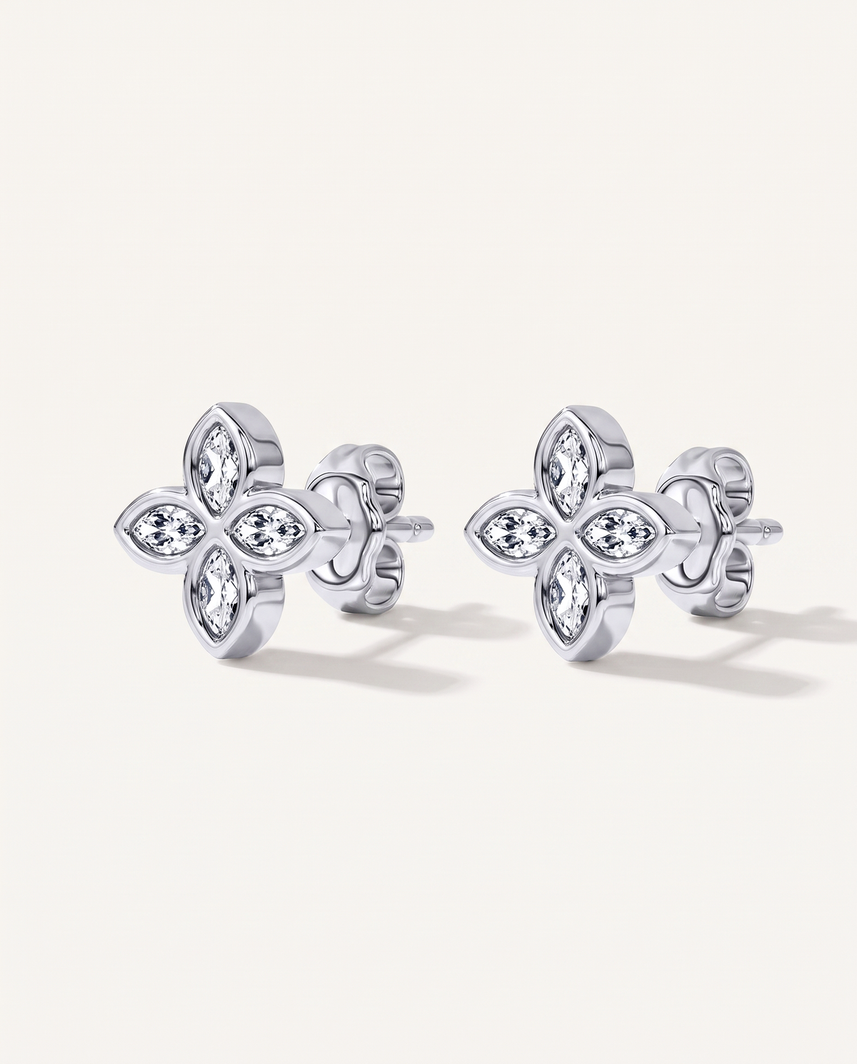 Rosette Lab-Grown Diamond Stud Earrings in white gold, view 4 | MET-RE-0028-M04