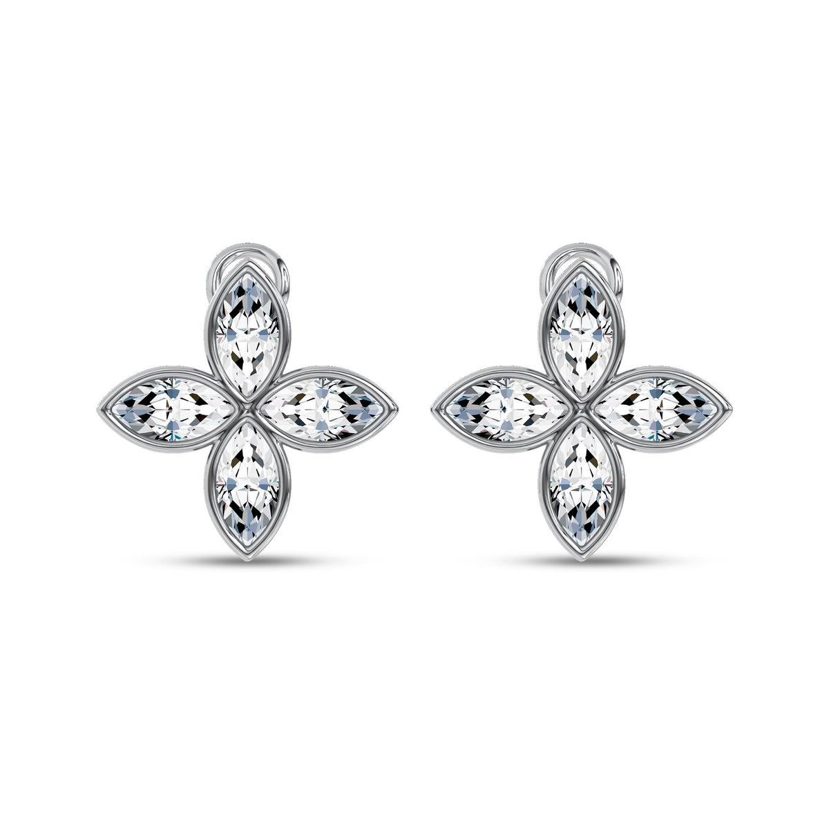 Rosette Lab-Grown Diamond Stud Earrings in white gold, view 1 | MET-RE-0028-M10