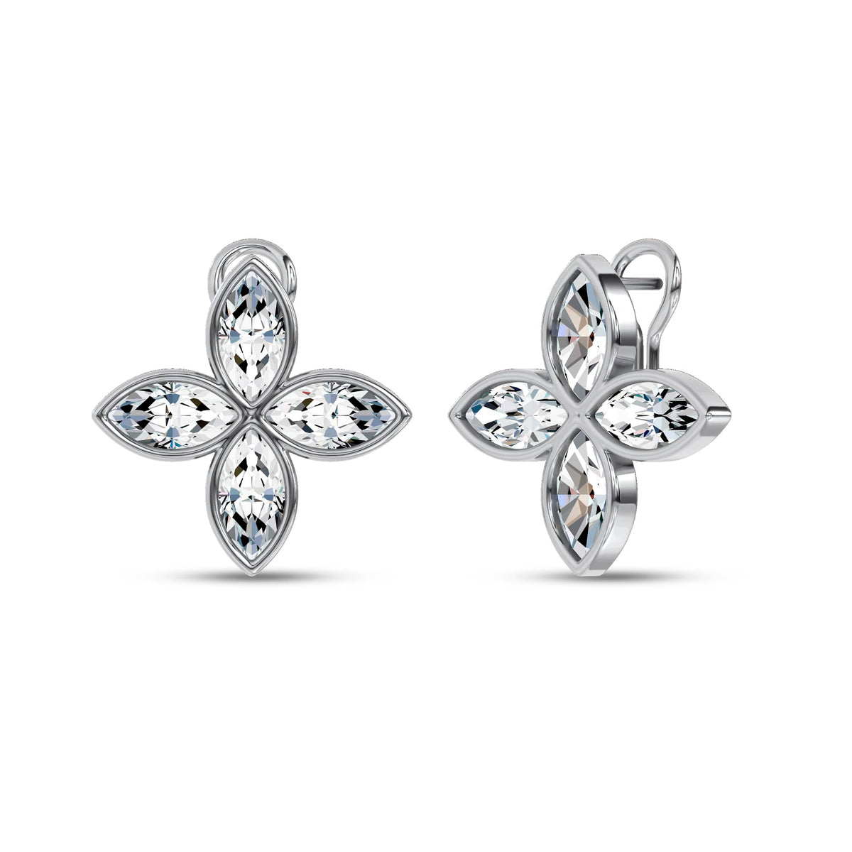 Rosette Lab-Grown Diamond Stud Earrings in white gold, view 2 | MET-RE-0028-M11