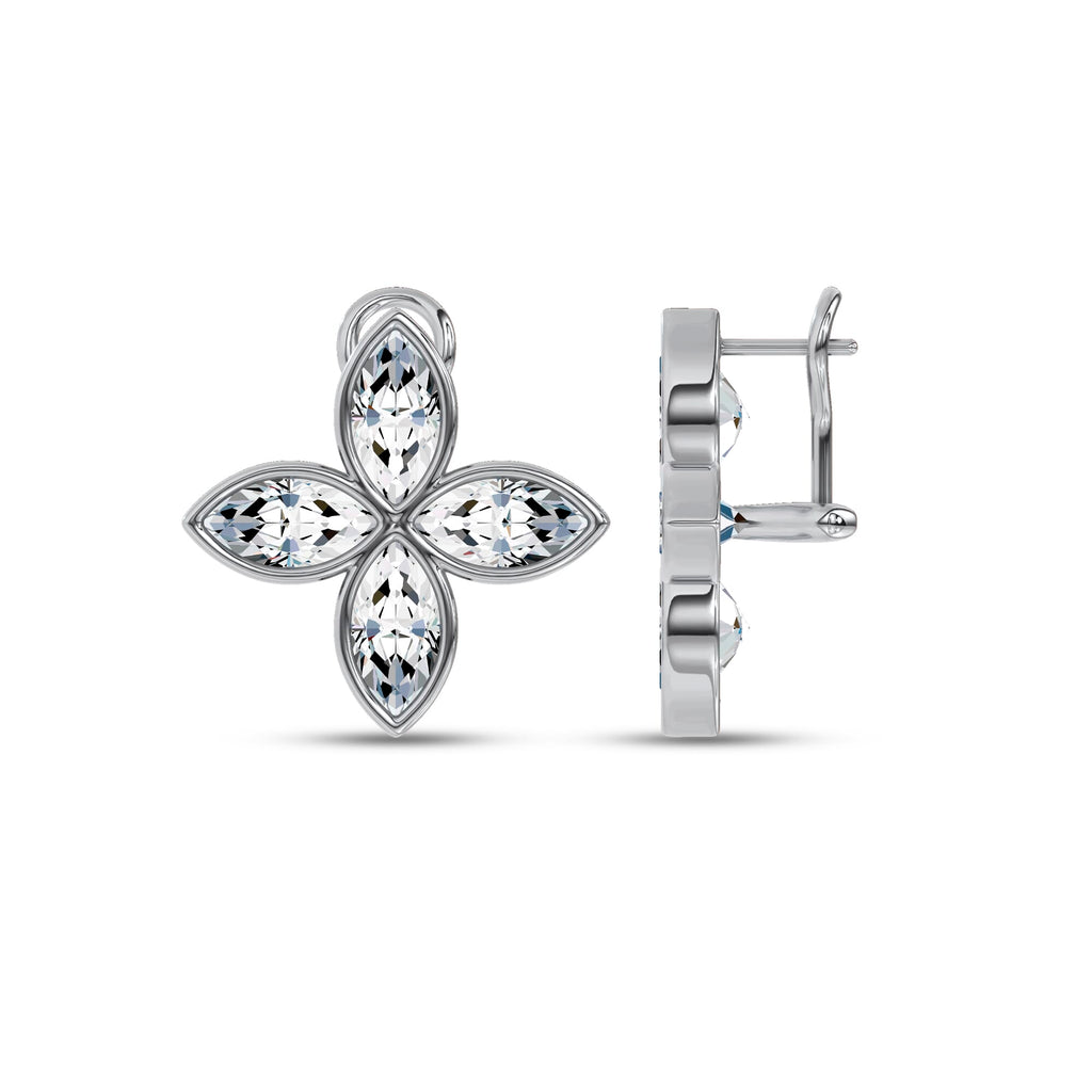 Rosette Lab-Grown Diamond Stud Earrings in white gold, view 3 | MET-RE-0028-M12