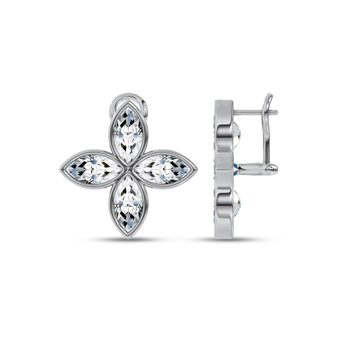 Rosette Lab-Grown Diamond Stud Earrings in white gold, view 3 | MET-RE-0028-M12