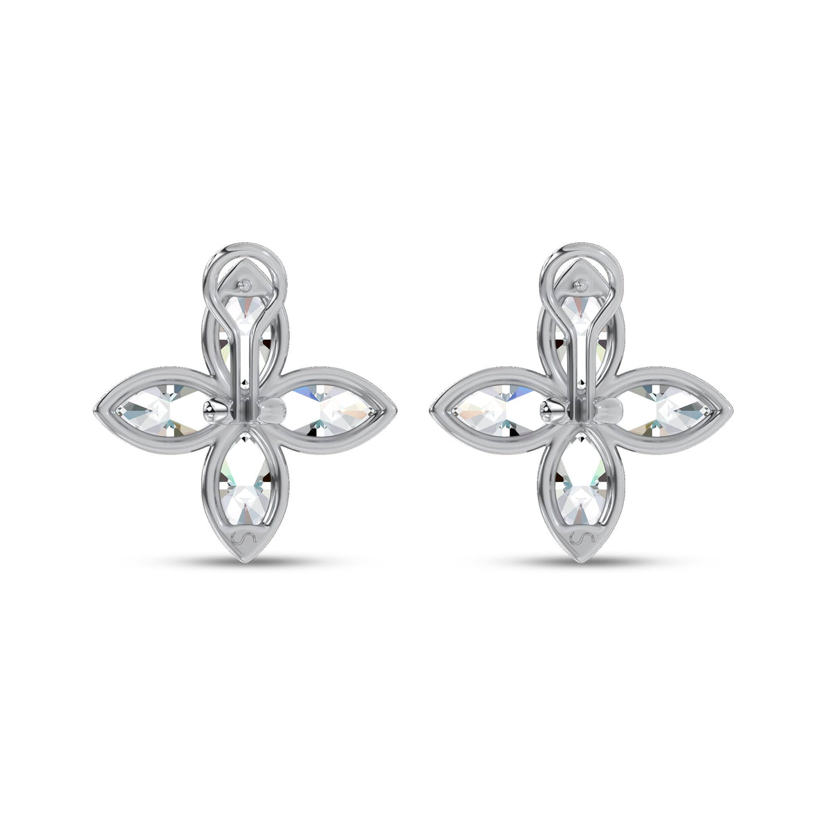 Rosette Lab-Grown Diamond Stud Earrings in white gold, view 4 | MET-RE-0028-M13