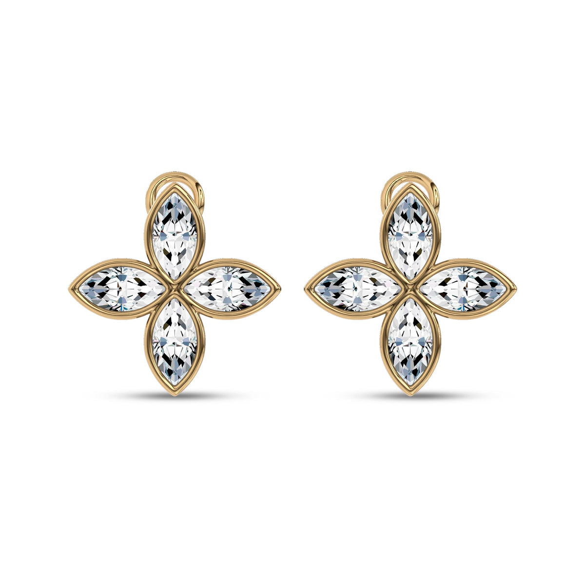 Rosette Lab-Grown Diamond Stud Earrings in yellow gold, view 1 | MET-RE-0028-M14