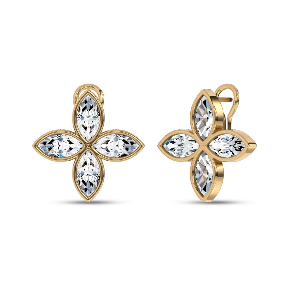 Rosette Lab-Grown Diamond Stud Earrings in yellow gold, view 2 | MET-RE-0028-M15