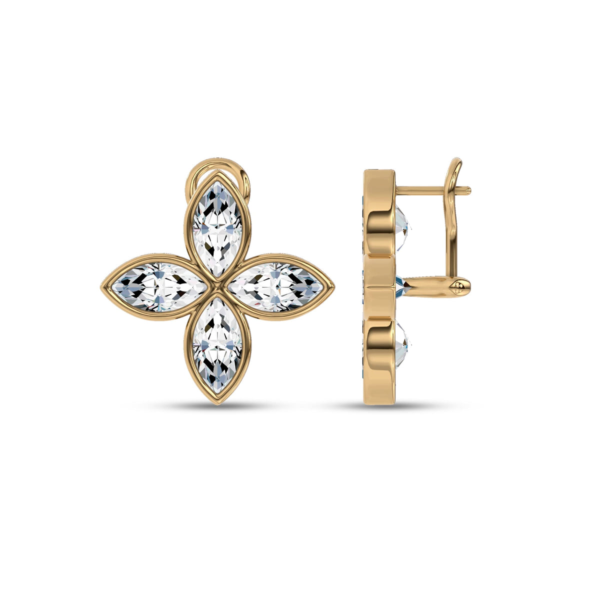 Rosette Lab-Grown Diamond Stud Earrings in yellow gold, view 3 | MET-RE-0028-M16