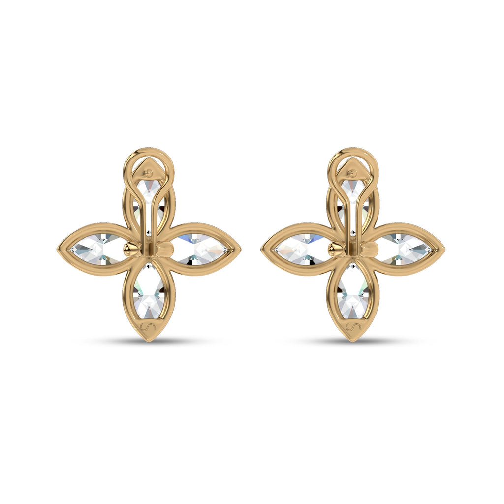 Rosette Lab-Grown Diamond Stud Earrings in yellow gold, view 4 | MET-RE-0028-M17