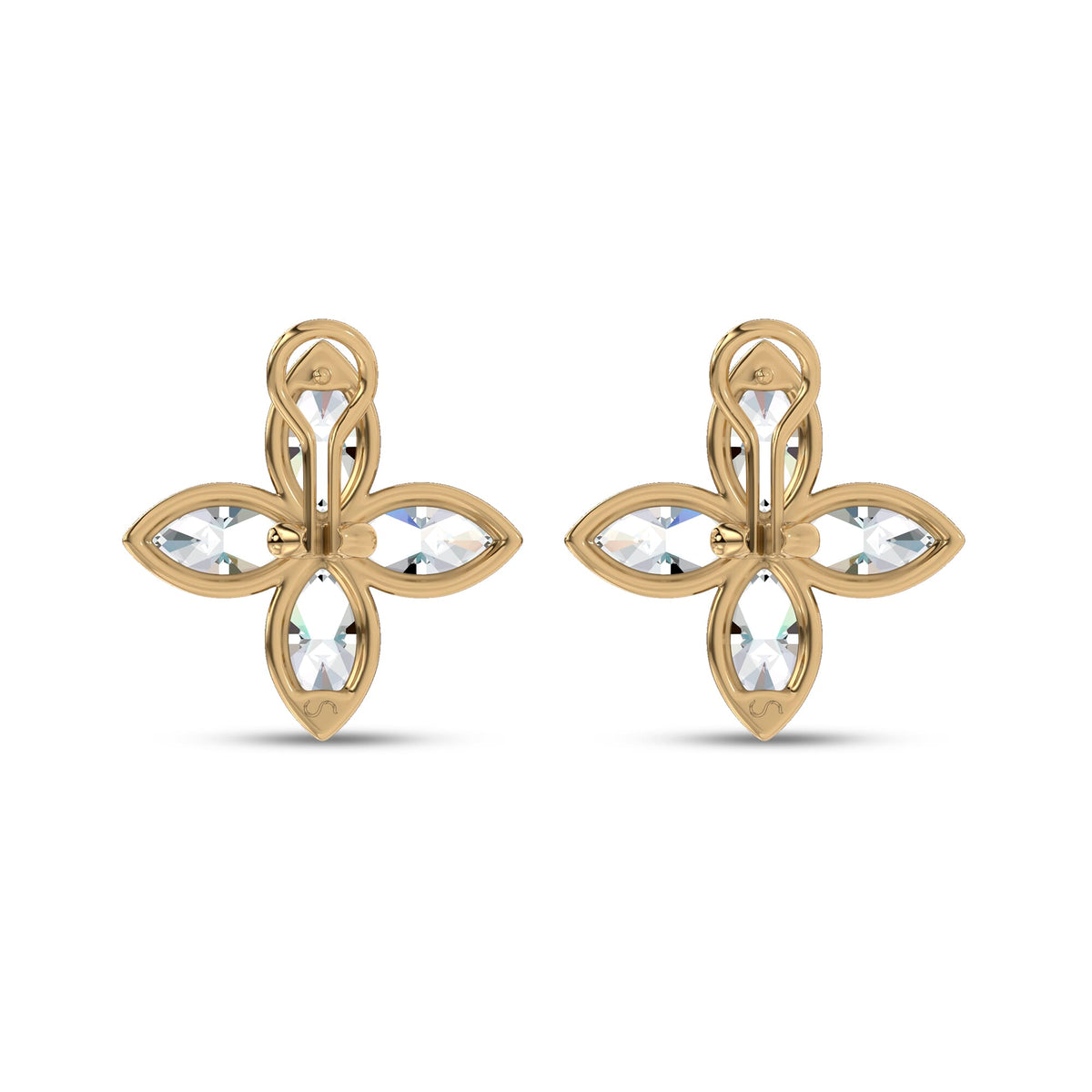 Rosette Lab-Grown Diamond Stud Earrings in yellow gold, view 4 | MET-RE-0028-M17