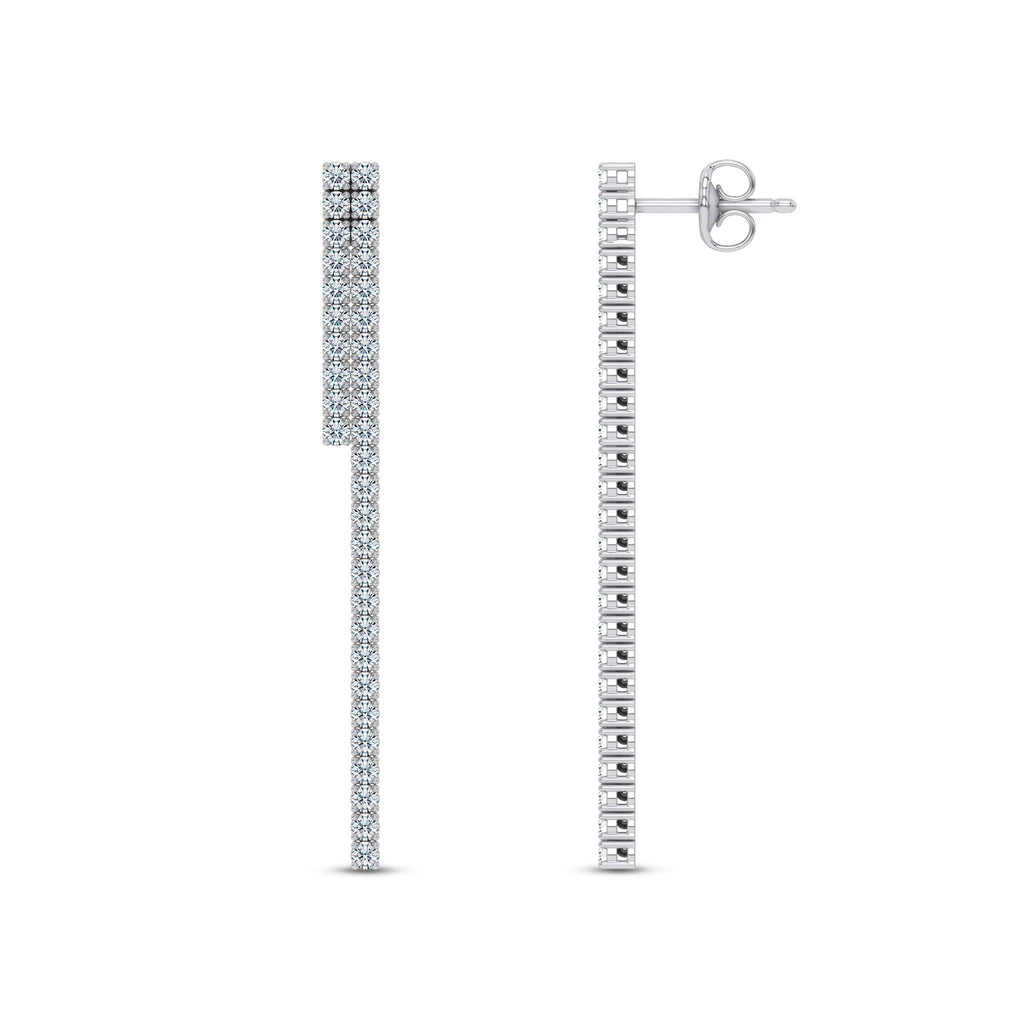Linear Lab-Grown Diamond Drop Earrings in white gold, view 3 | MET-RE-0029-M03