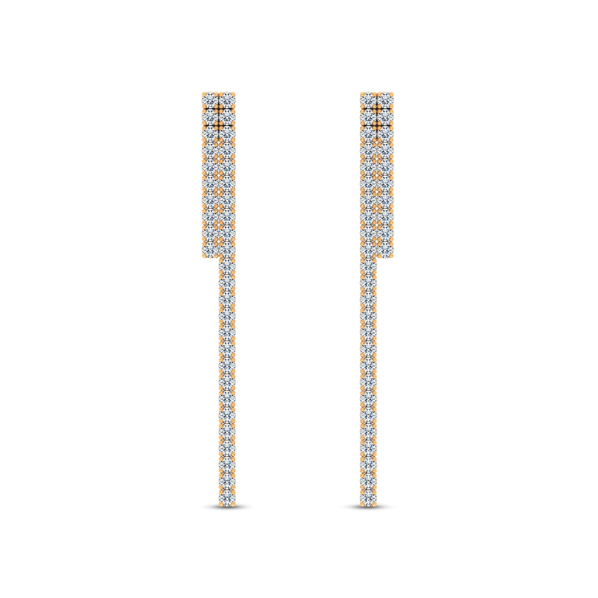 Linear Lab-Grown Diamond Drop Earrings in yellow gold, view 1 | MET-RE-0029-M05