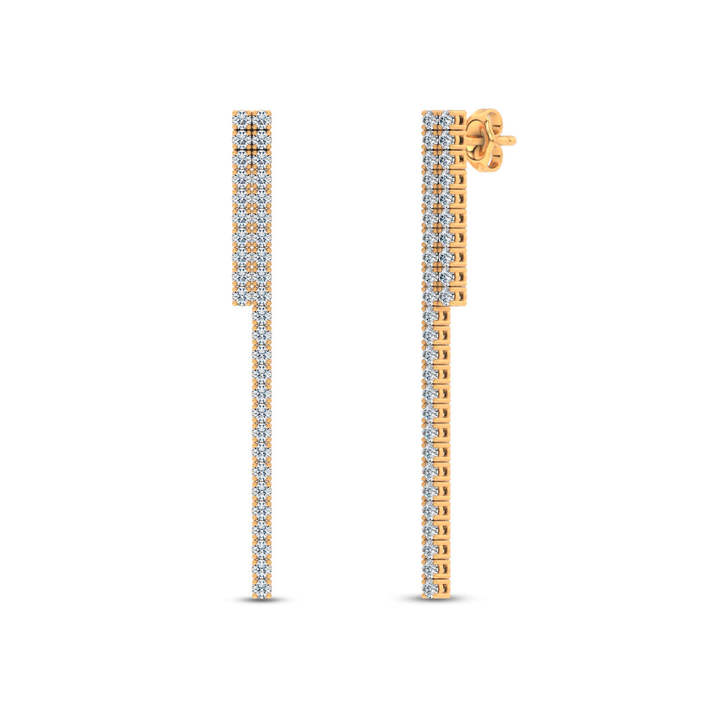 Linear Lab-Grown Diamond Drop Earrings in yellow gold, view 2 | MET-RE-0029-M06