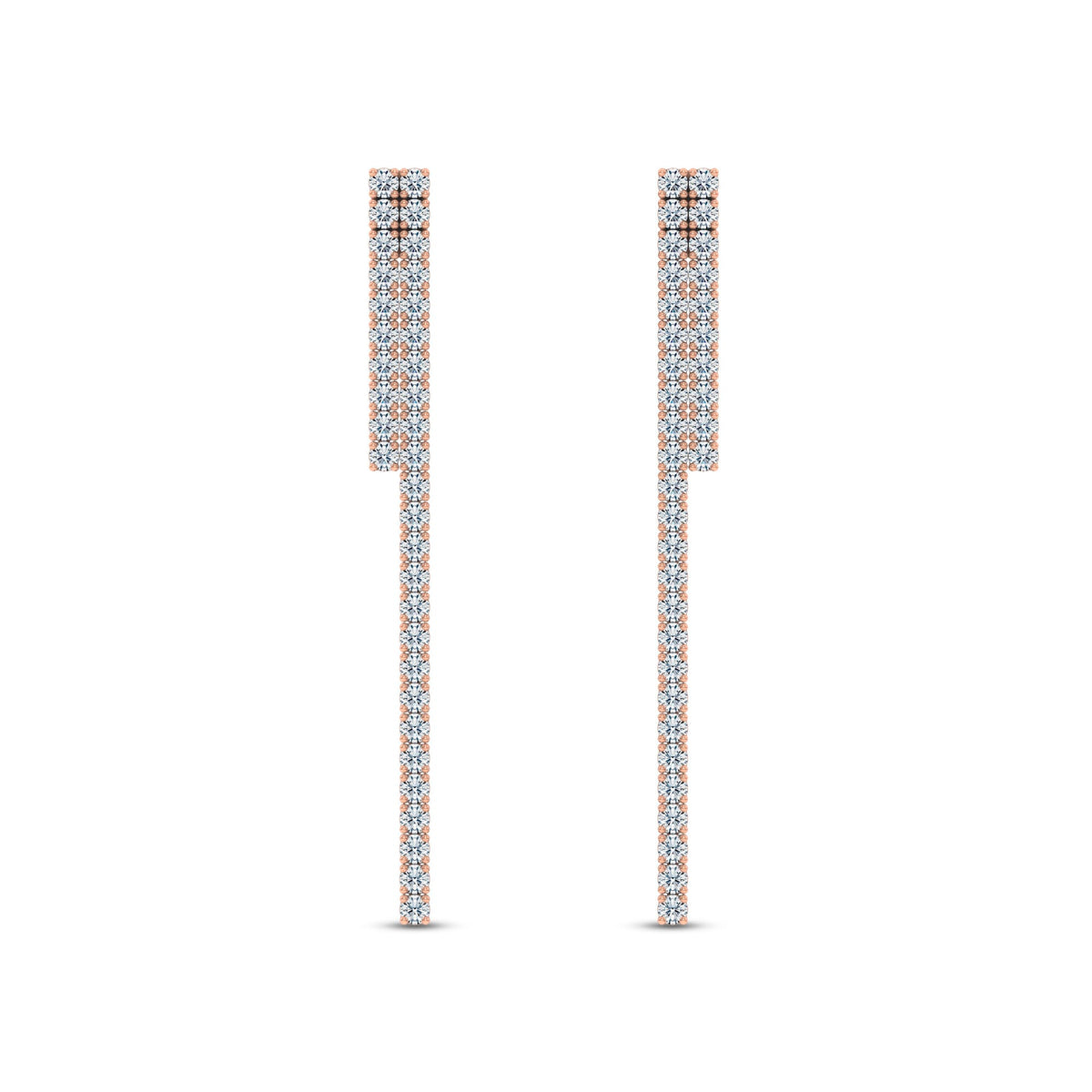 Linear Lab-Grown Diamond Drop Earrings in rose gold, view 1 | MET-RE-0029-M08