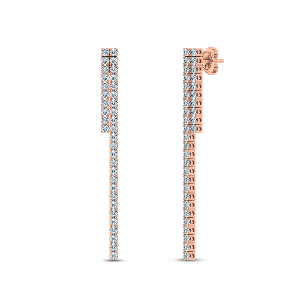 Linear Lab-Grown Diamond Drop Earrings in rose gold, view 2 | MET-RE-0029-M09