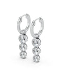 Triple Bezel Lab-Grown Diamond Dangle Huggie Earrings in white gold, view 1 | E040-M01