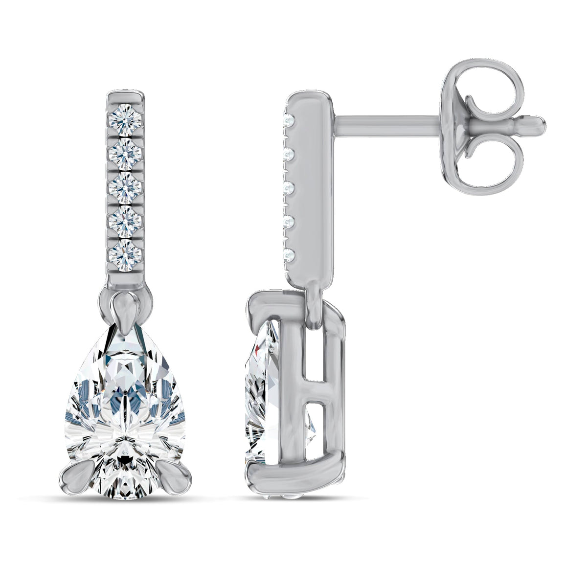 Pear Lab-Grown Diamond Link Drop Earrings in white gold, view 2 | E042-M02