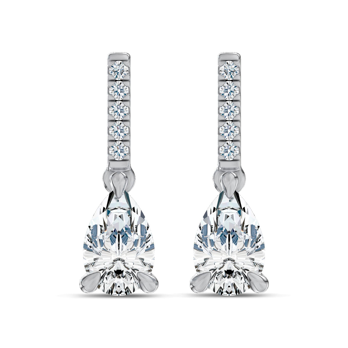Pear Lab-Grown Diamond Link Drop Earrings in white gold, view 3 | E042-M03