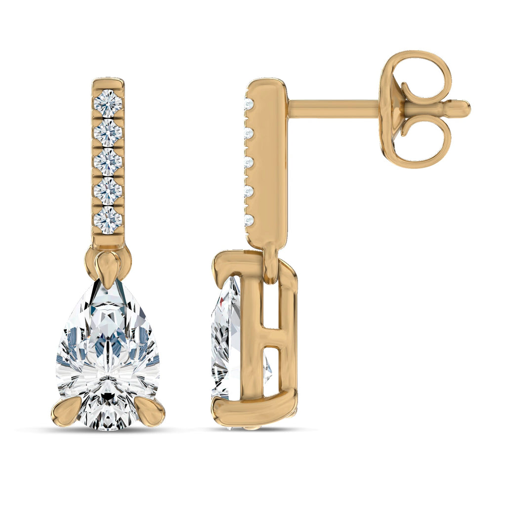 Pear Lab-Grown Diamond Link Drop Earrings in yellow gold, view 2 | E042-M06