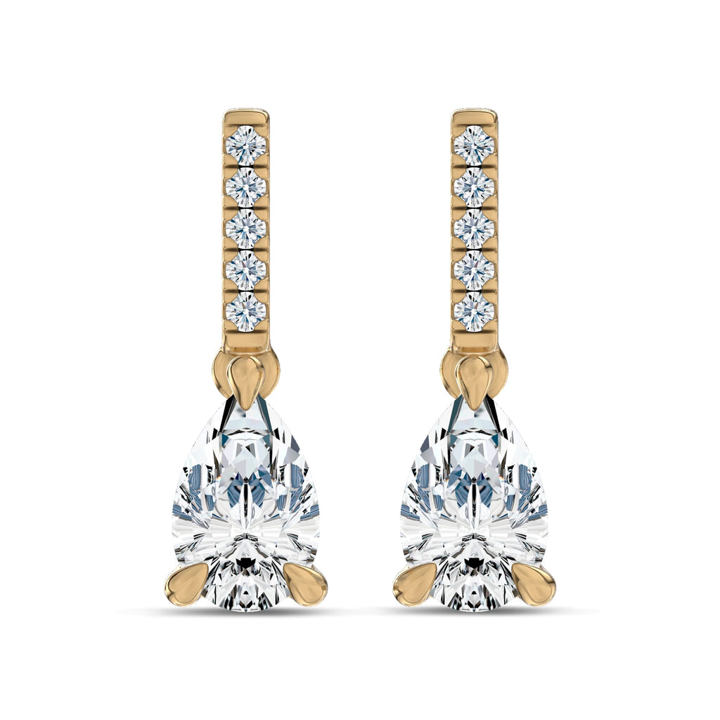 Pear Lab-Grown Diamond Link Drop Earrings in yellow gold, view 3 | E042-M07