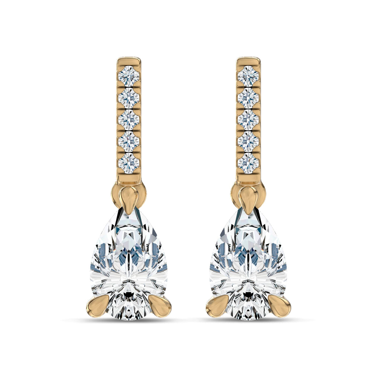 Pear Lab-Grown Diamond Link Drop Earrings in yellow gold, view 3 | E042-M07
