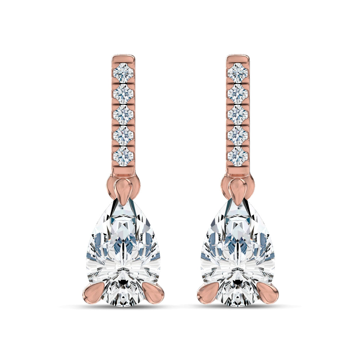 Pear Lab-Grown Diamond Link Drop Earrings in rose gold, view 1 | E042-M09