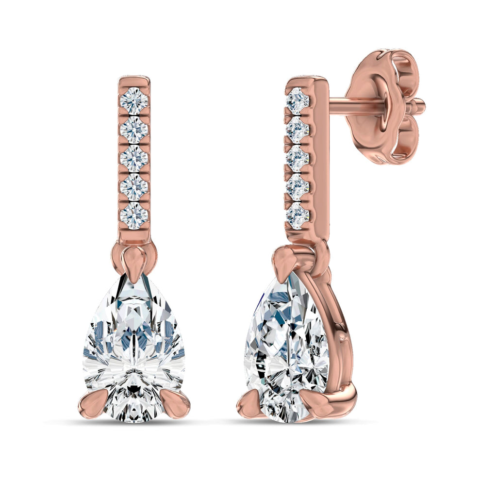Pear Lab-Grown Diamond Link Drop Earrings in rose gold, view 2 | E042-M10