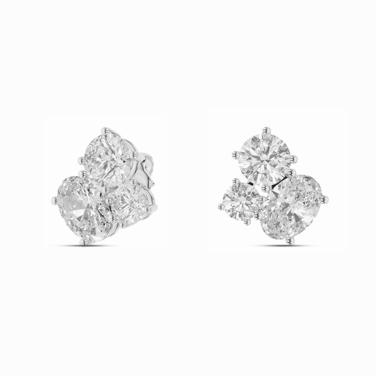 Sculpted Mixed-Shape Lab-Grown Diamond Stud Earrings in white gold, view 2 | E044-M02