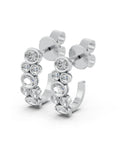 Oval & Round Bezel Lab-Grown Diamond J-Hoop Earrings in white gold, view 1 | E046-M01