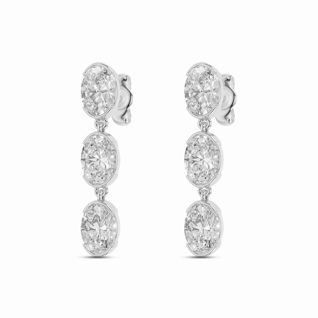 Oval Lab-Grown Diamond Drop Earrings in white gold, view 1 | E047-M01