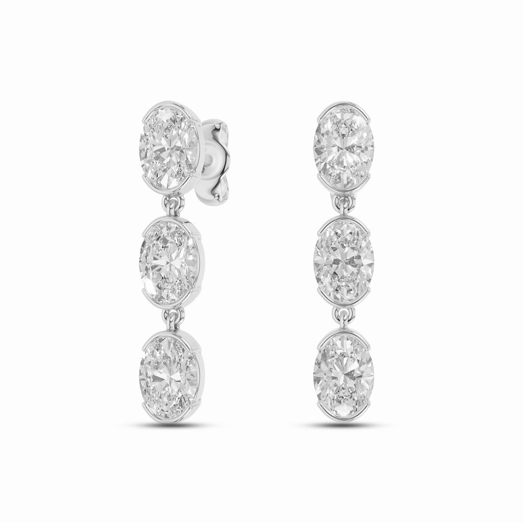 Oval Lab-Grown Diamond Drop Earrings in white gold, view 2 | E047-M02