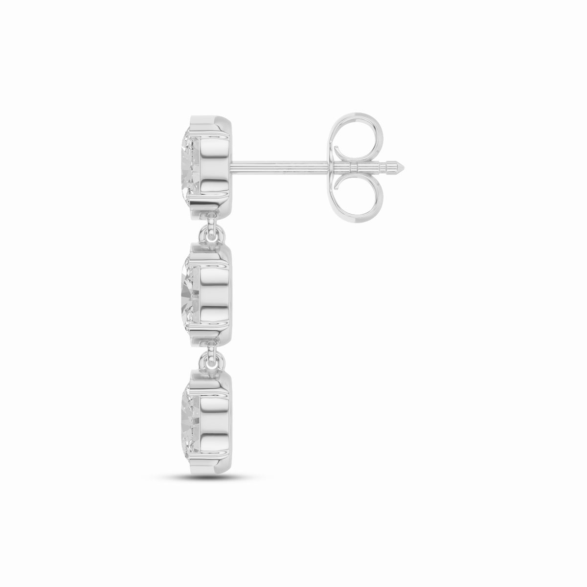Oval Lab-Grown Diamond Drop Earrings in white gold, view 3 | E047-M03
