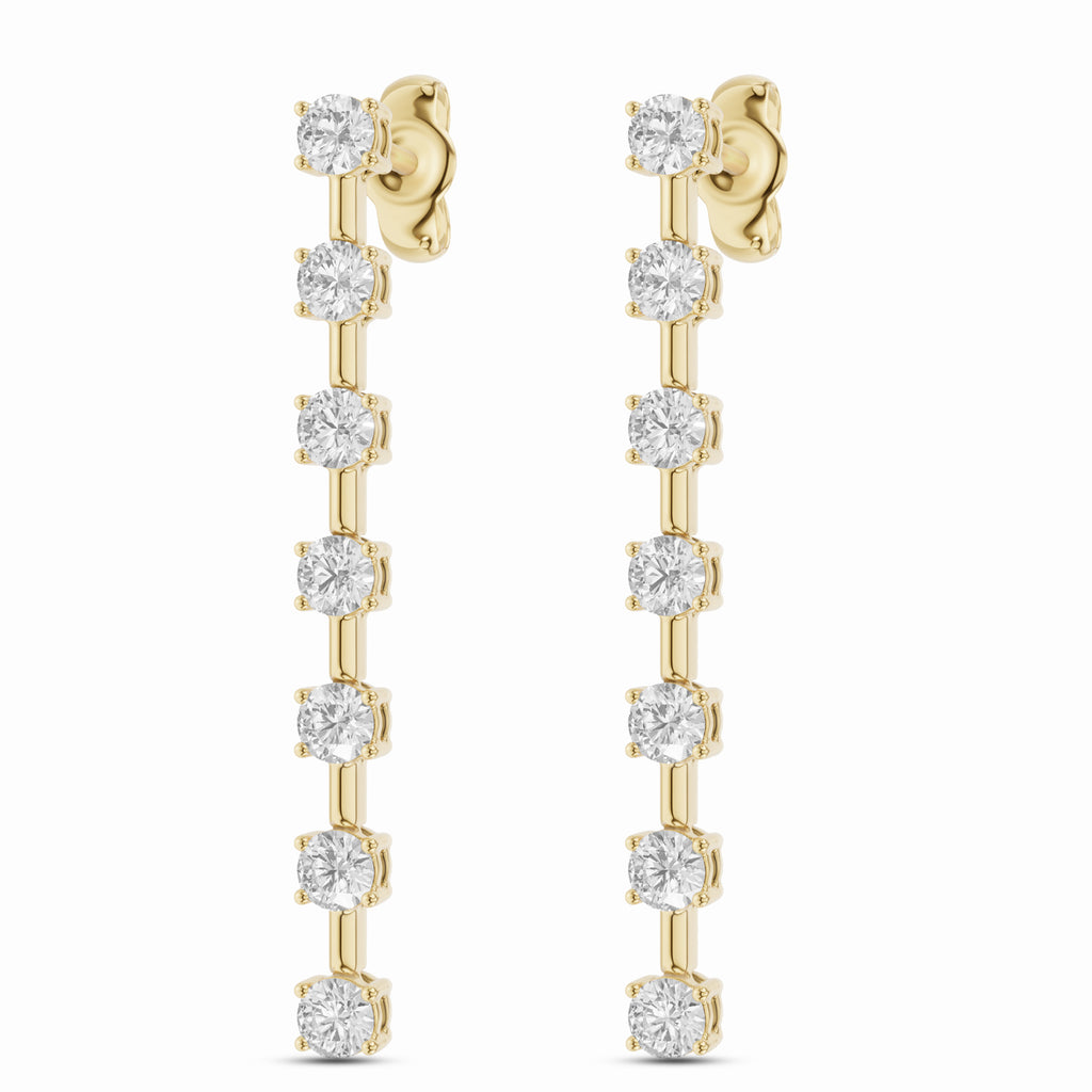 Linear Lab-Grown Diamond Drop Earrings in yellow gold, view 1 | E048-M01