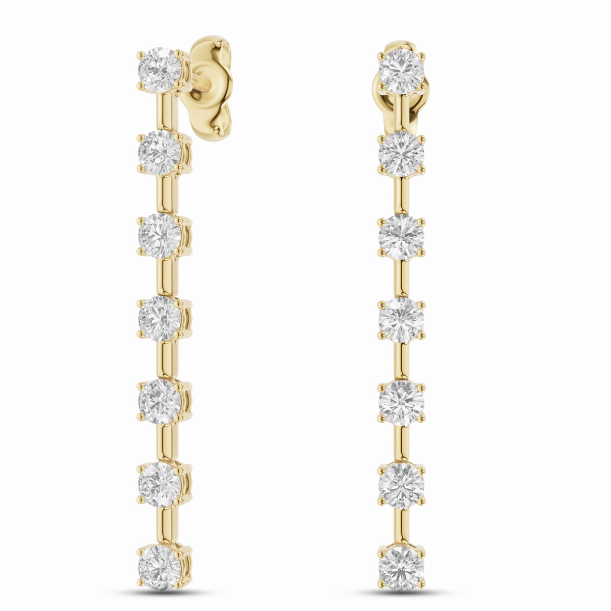 Linear Lab-Grown Diamond Drop Earrings in yellow gold, view 2 | E048-M02