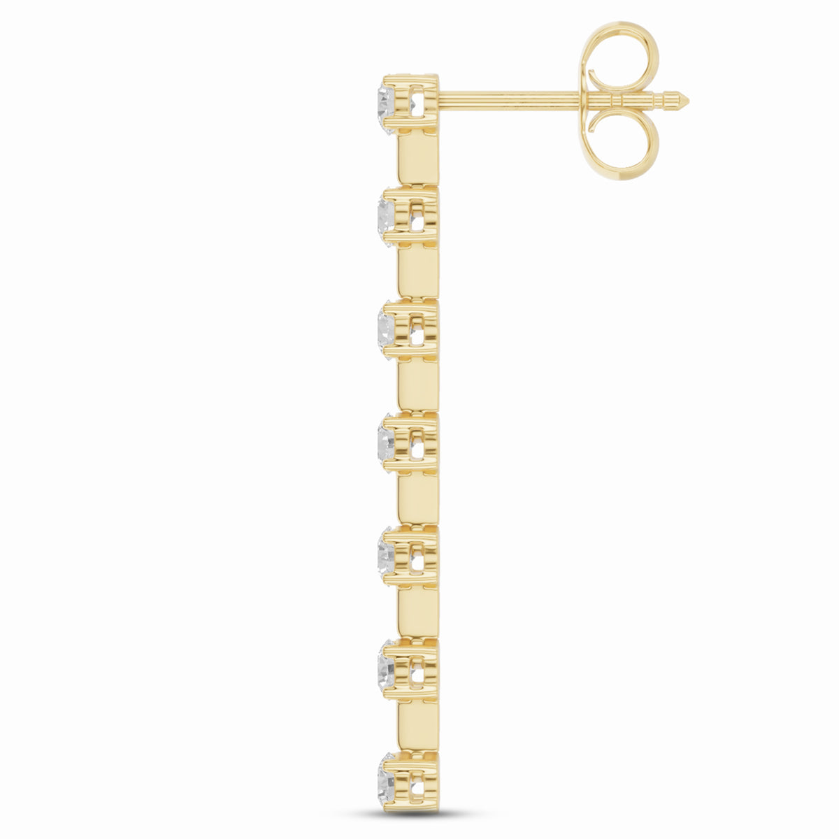 Linear Lab-Grown Diamond Drop Earrings in yellow gold, view 3 | E048-M03