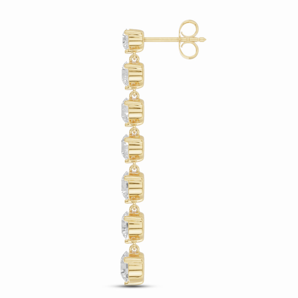 Graduated Round Lab-Grown Diamond Drop Earrings in yellow gold, view 3 | E051-M03