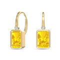 Fancy Yellow Radiant-Cut Lab-Grown Diamond Drop Earrings in yellow gold, view 1 | E052-M01